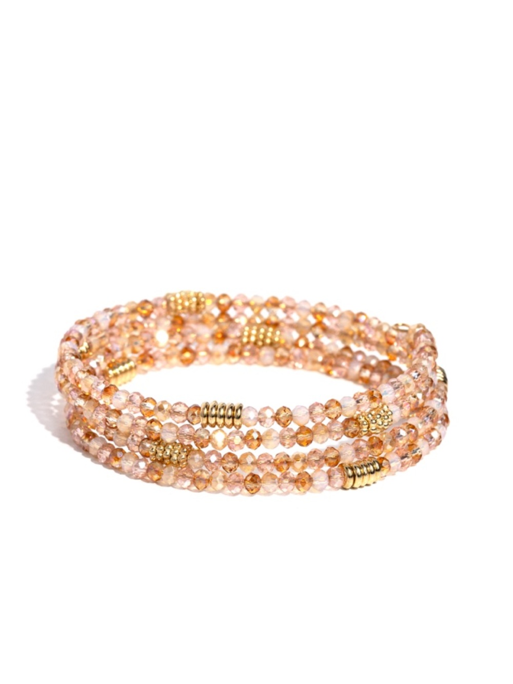 Delicate Pink and Gold Multi-Strand Beaded Bracelet - Picture 2 of 2